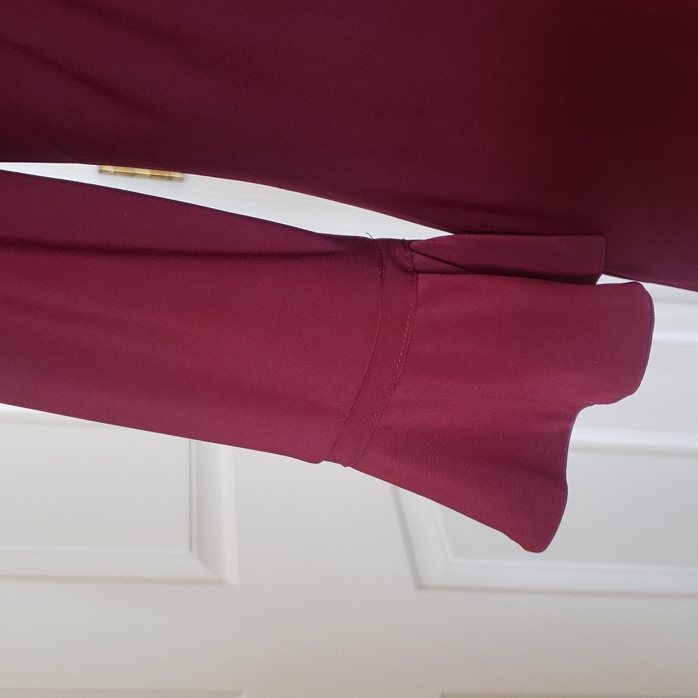 LAUNDRY BY SHELLI SEGAL Burgundy Bell Sleeve Shift Dress Cabincore XSP - Picture 9 of 12